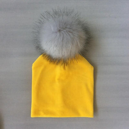 Kids Girls Solid Hat With Pompon Baby Beanie Pompom Cap Children's Accessories Design