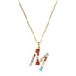 2024 New Hot Colourful Crystal AAA CZ 26 Capital Letters Pendant Necklace For Women Girl Gold Color Copper Initial Name Jewelry