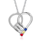 Personalized Family Heart Pendant Necklace with 2-6 Birthstones Name Necklace