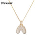 NEWBUY CZ Zirconia Crystal 26 A-Z Letters Pendant Necklace For Men Women Punk Initials Name Necklace Fashion Hip Hop Jewelry
