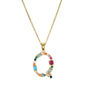 2024 New Hot Colourful Crystal AAA CZ 26 Capital Letters Pendant Necklace For Women Girl Gold Color Copper Initial Name Jewelry