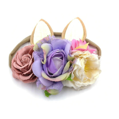 Luxury Christmas Antler Baby Girl Headbands Hair Accessories Xmas Deer Ear Flower Crown Hairband for Newborn Baby