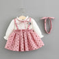 Modern New Baby Girl Dress Cotton Print Bow Princess Dress With Baby Headbands 2pcs Clothes Set With Bow