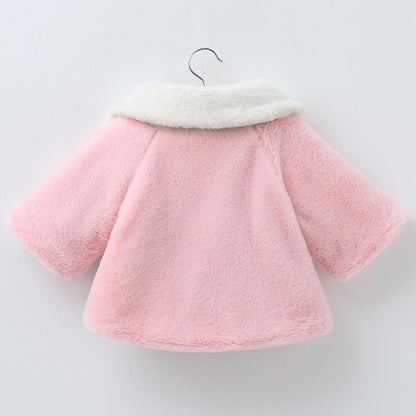 Princess Baby Girls Winter Thick Bownot Cloak Coat Flower for Childre With Flowers