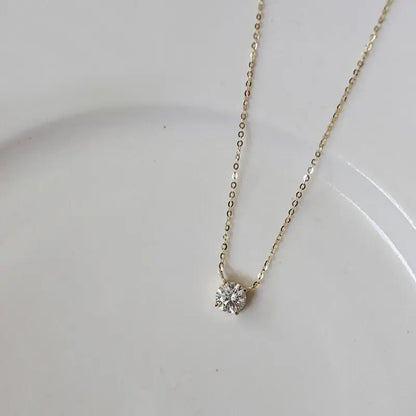 VENTFILLE 925 Sterling Silver French Simple Crystal Pendant Clavicle Chain Necklace Women Light Luxury Party 14k Gold Jewelry