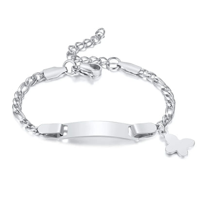 Persoanlized Custom Name Heart Bracelet,Stainless Steel Figaro Chain Link Adjustable,Engraved Gift for Boy Girl