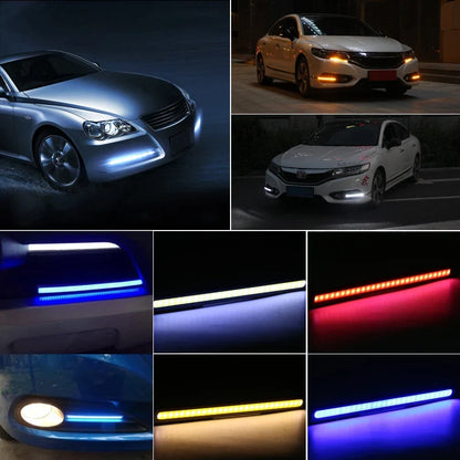 4x Universal Vehicle LED Strip 17CM COB Car DRL Daytime Running Light | Waterproof 12V Styling Bar