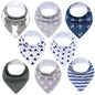 8PCS/SET Comfortable Colorful 100% Organic Cotton Adjustable Snaps Bandana Saliva Bibs For Baby Boys & Girls Kids