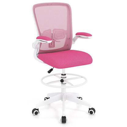 Height Adjustable Drafting Chair with Flip Up Arms