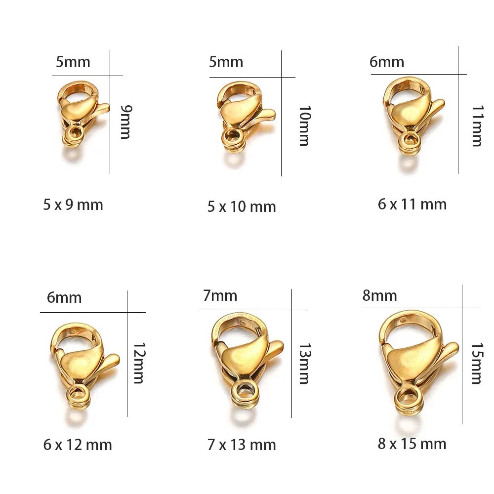 10pcs/lot Stainless Steel Lobster Clasp Hooks Bracelet Necklace Chain Connectors For DIY Jewelry Making Supplies Accessories