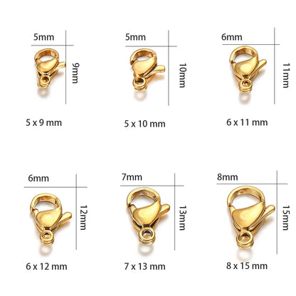 10pcs/lot Stainless Steel Lobster Clasp Hooks Bracelet Necklace Chain Connectors For DIY Jewelry Making Supplies Accessories