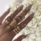 Fashion Geometric Knuckle Rings set For Women Crystal Gold color Finger Ring Boho Ladies wedding Jewelry Gift