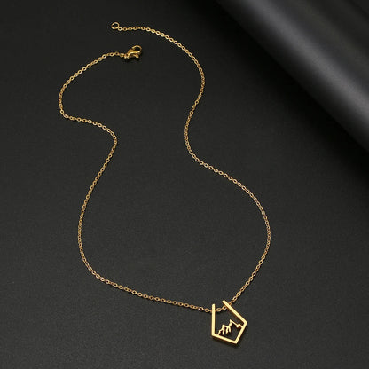 Stainless Steel Necklaces Irregular Mountain Peak Pendant Chain Collar Charm Fashion Necklace For Women Jewelry Party Men Gifts