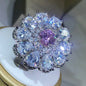 925 Sterling Silver Zircon Flower Ring | Classic Cocktail Jewelry for Women