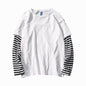Fake Two Striped Color Matching Stitching Long Sleeve Women  T-shirt Hip Hop Style Bottoming Shirt