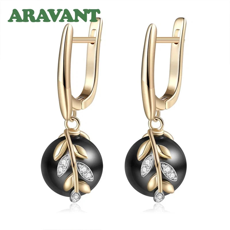 925 Silver 18K Gold Black Pearl Long Dangle Earring For Women Fashion Jewelry Gift
