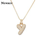 NEWBUY CZ Zirconia Crystal 26 A-Z Letters Pendant Necklace For Men Women Punk Initials Name Necklace Fashion Hip Hop Jewelry