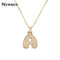 NEWBUY CZ Zirconia Crystal 26 A-Z Letters Pendant Necklace For Men Women Punk Initials Name Necklace Fashion Hip Hop Jewelry