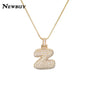 NEWBUY CZ Zirconia Crystal 26 A-Z Letters Pendant Necklace For Men Women Punk Initials Name Necklace Fashion Hip Hop Jewelry