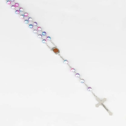12 colors Religion Rosary necklace For Women Christian Virgin Mary Jesus Cross pendant Long beads chains Fashion Jewelry Gift