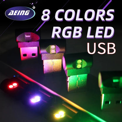 Mini USB LED Car Interior Atmosphere Light | RGB Decorative Lamp for Auto
