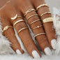 Fashion Geometric Knuckle Rings set For Women Crystal Gold color Finger Ring Boho Ladies wedding Jewelry Gift