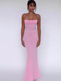 Solid Sleeveless Backless Elegant Sexy Bodycon Y2K Maxi Prom Dress