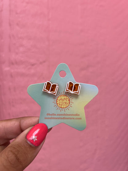 Open Book Tiny Stud Earrings