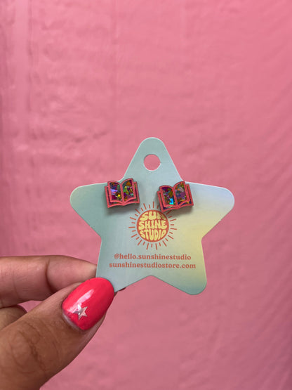Open Book Tiny Stud Earrings