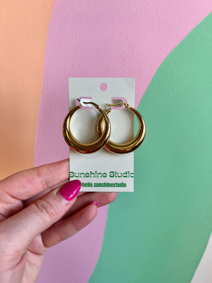 Retro Titanium Hoop Earrings
