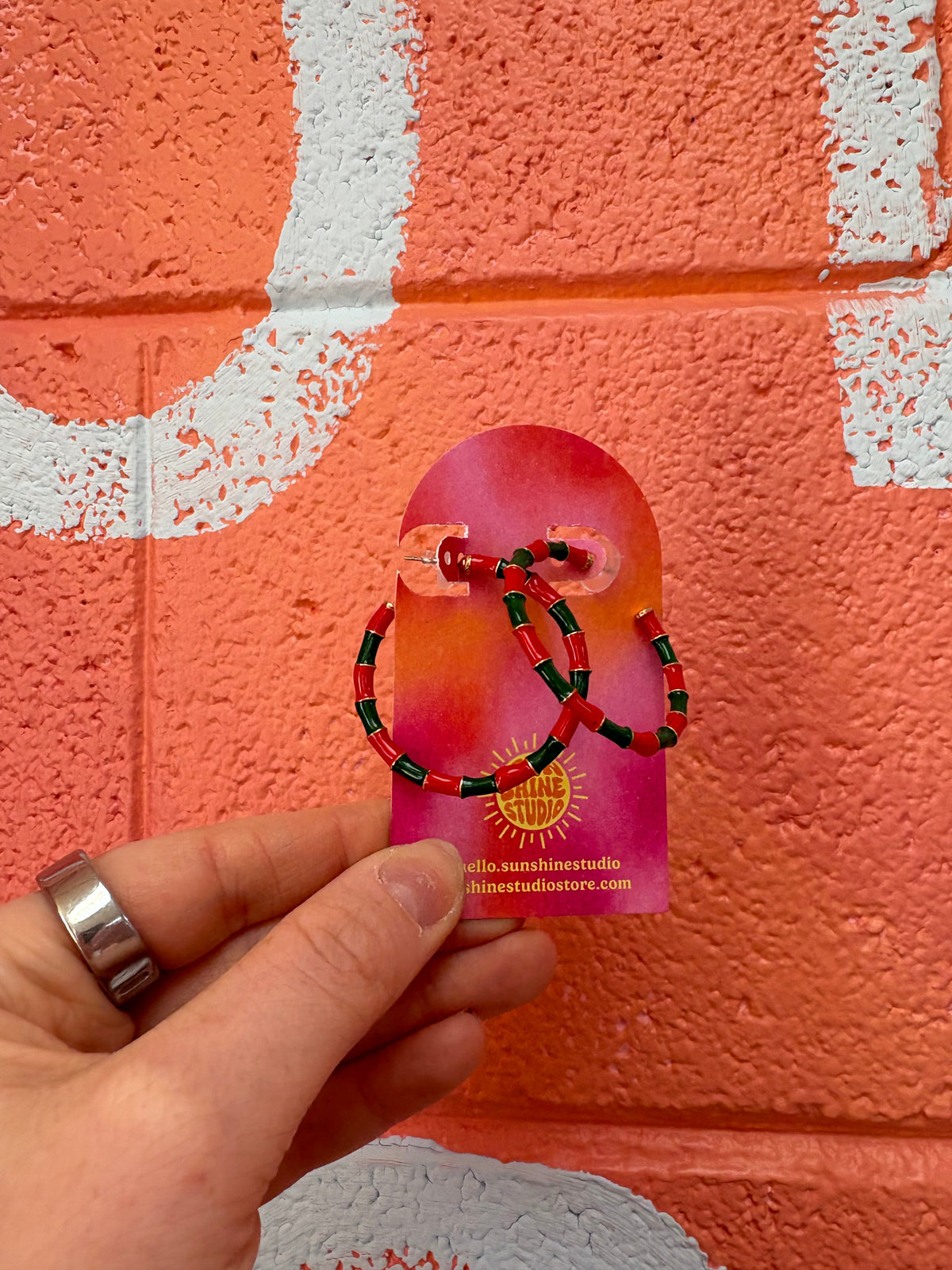Holiday Red and Green Hoop Earrings