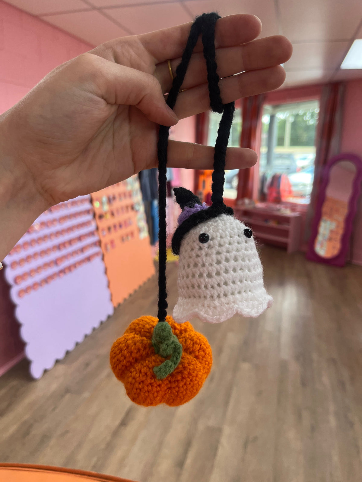 Spooky Crocheted Car Mirror Accessory