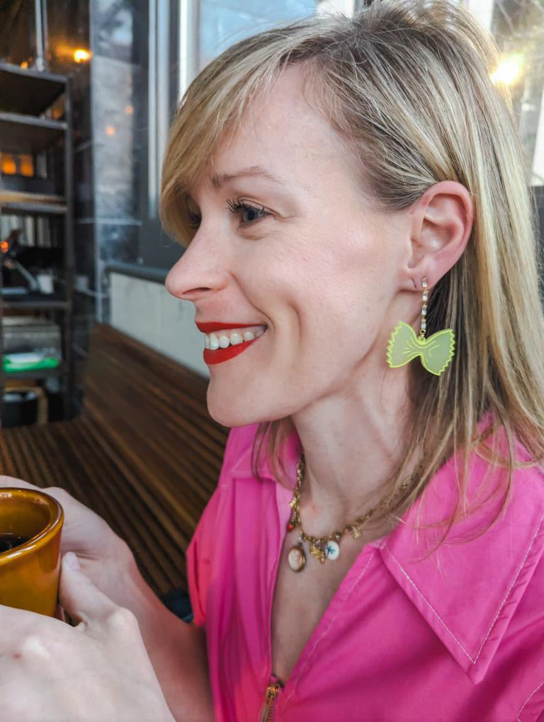 Dangling Pasta Noodle Earrings