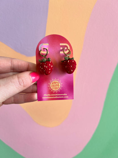 Crochet Red Fruit Earrings