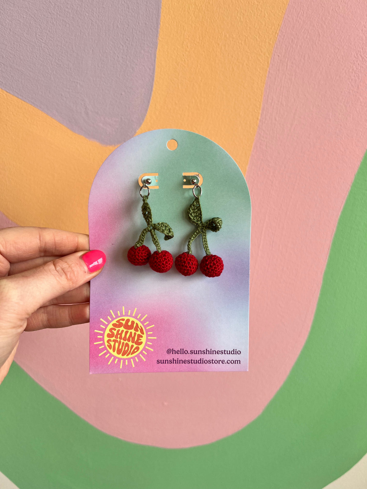 Crochet Red Fruit Earrings