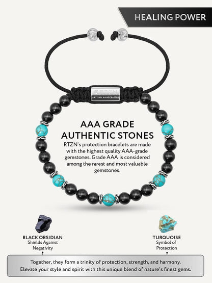 Turquoise & Black Onyx Beaded Bracelet - Navajo