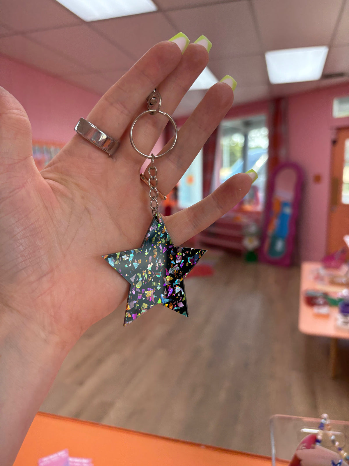 Confetti Star Keychain