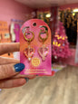 Chunky Glass Heart Charm Earrings