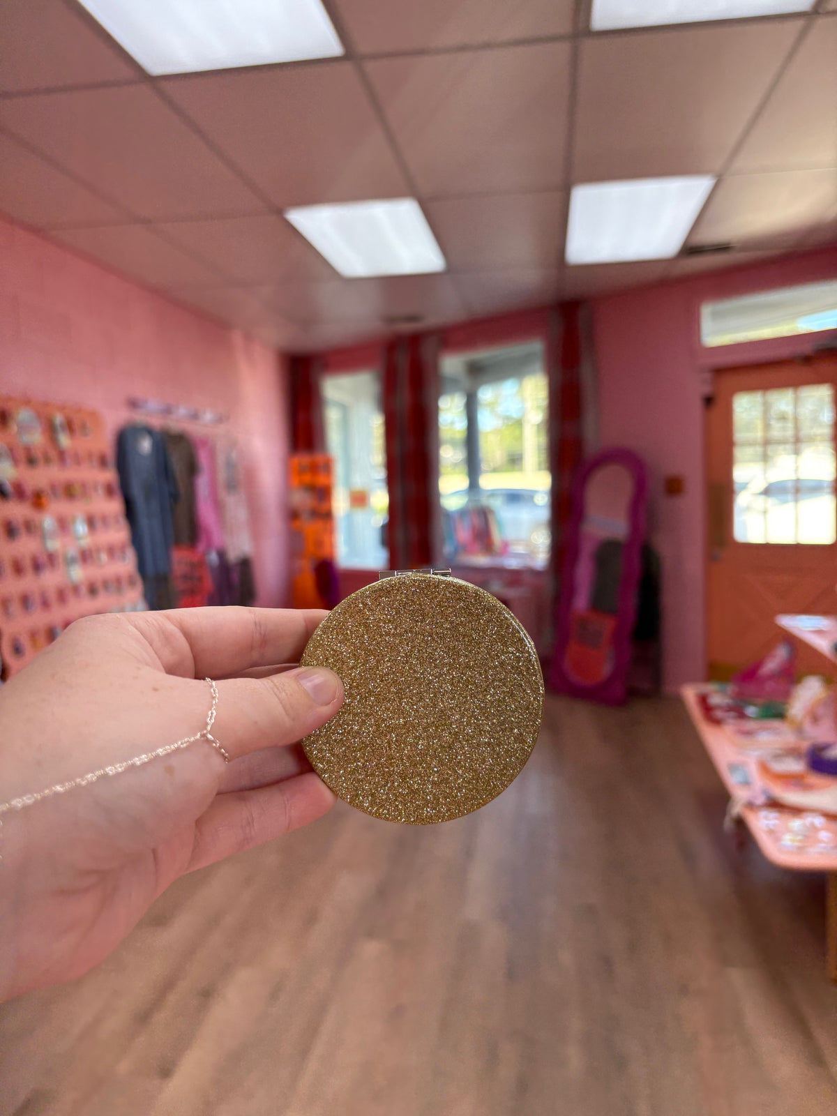 Sparkling Circle Travel Mirror