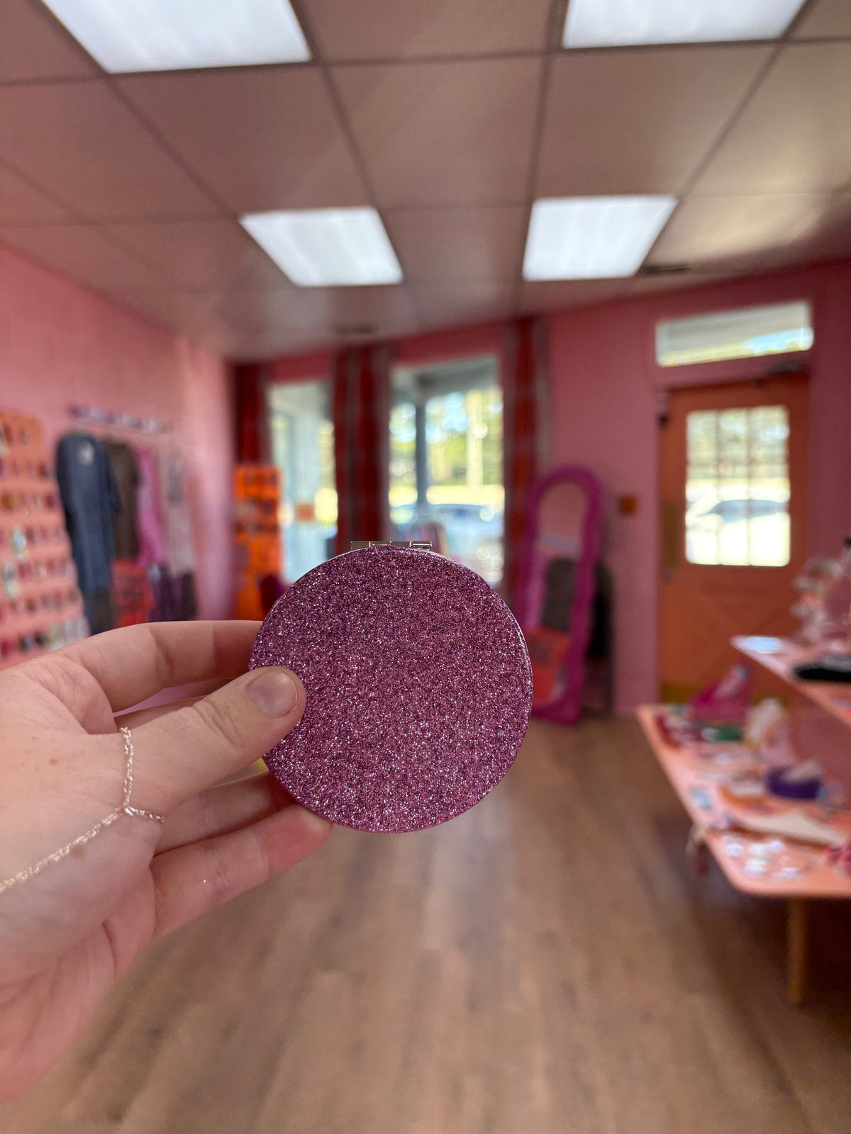 Sparkling Circle Travel Mirror