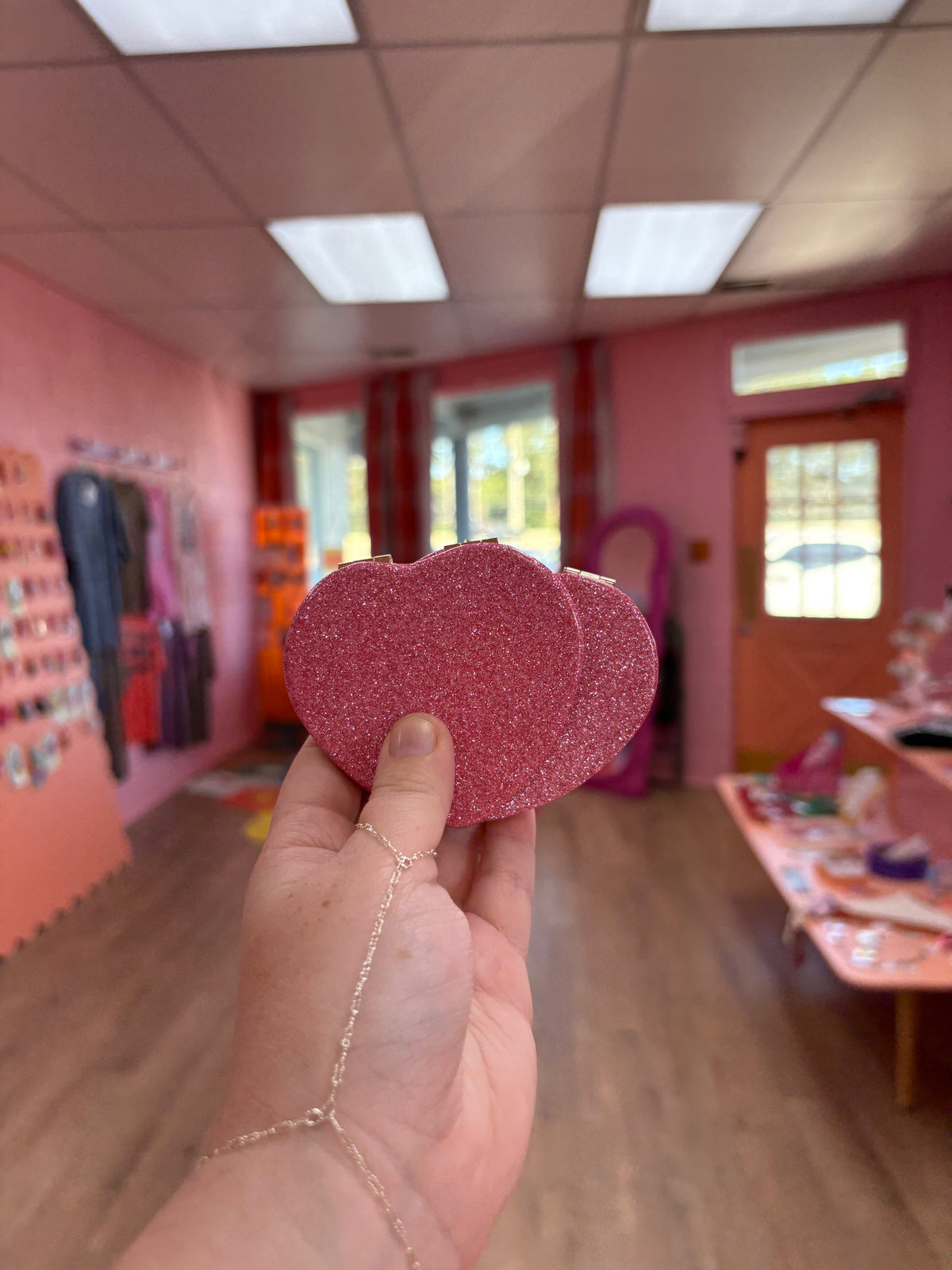 Sparkling Heart Travel Mirror