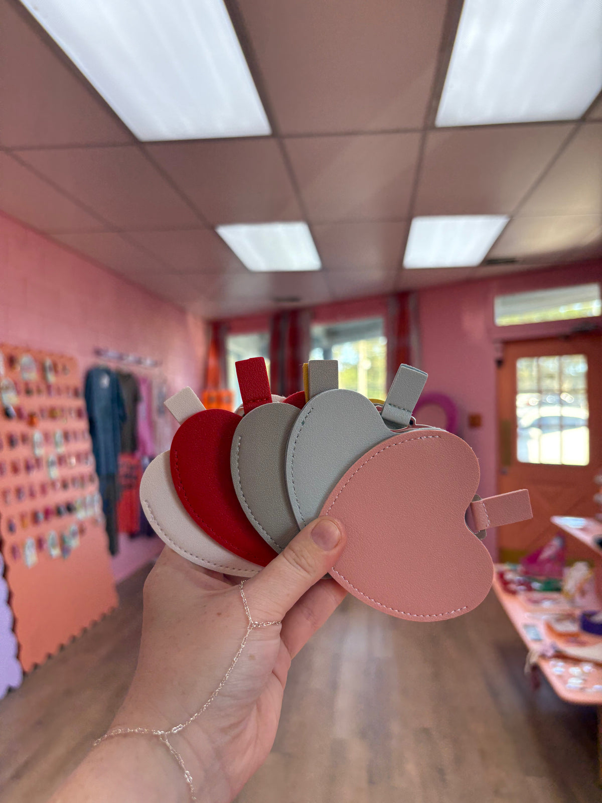 Removable Heart Mirror Keychain