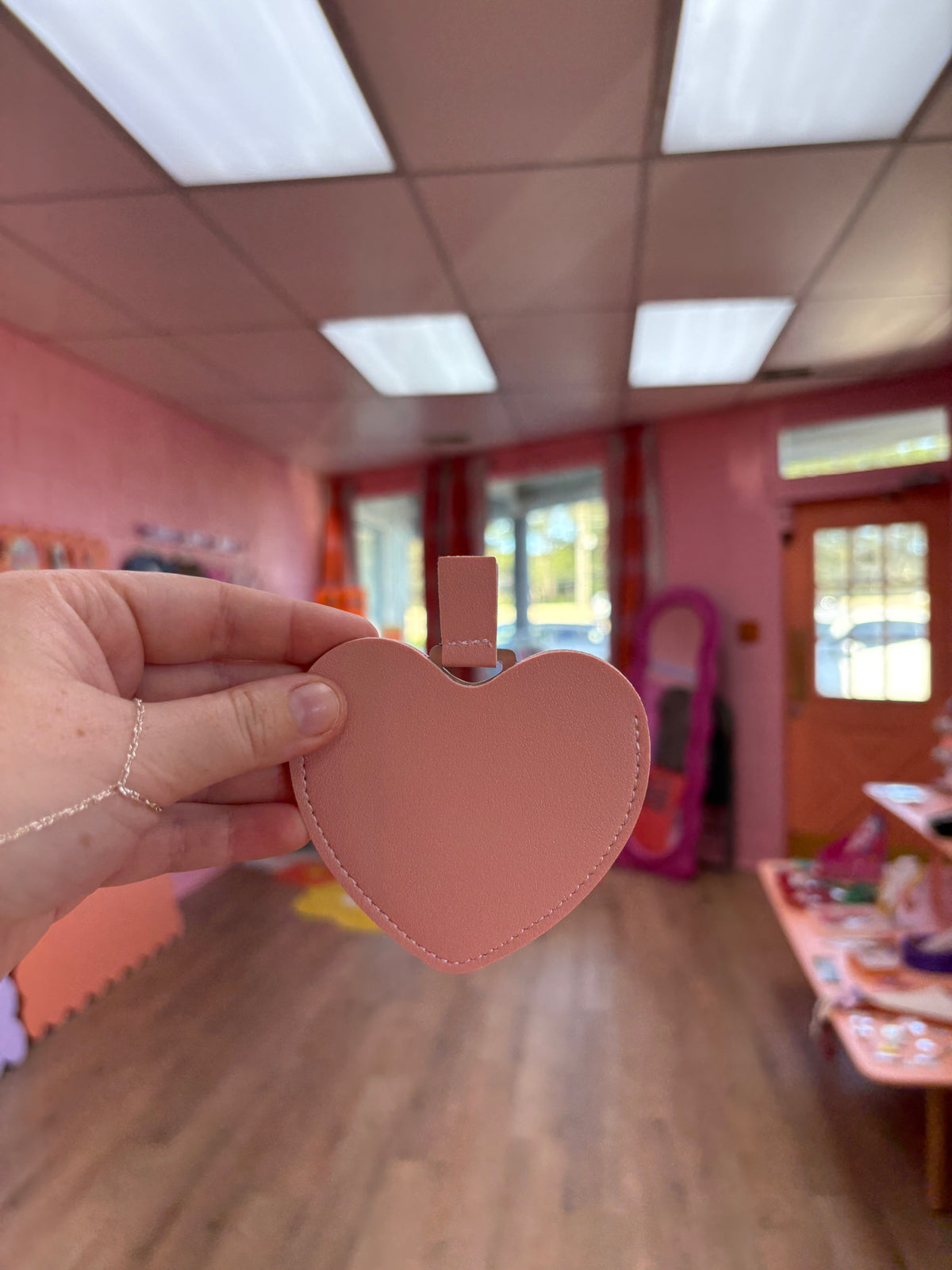 Removable Heart Mirror Keychain