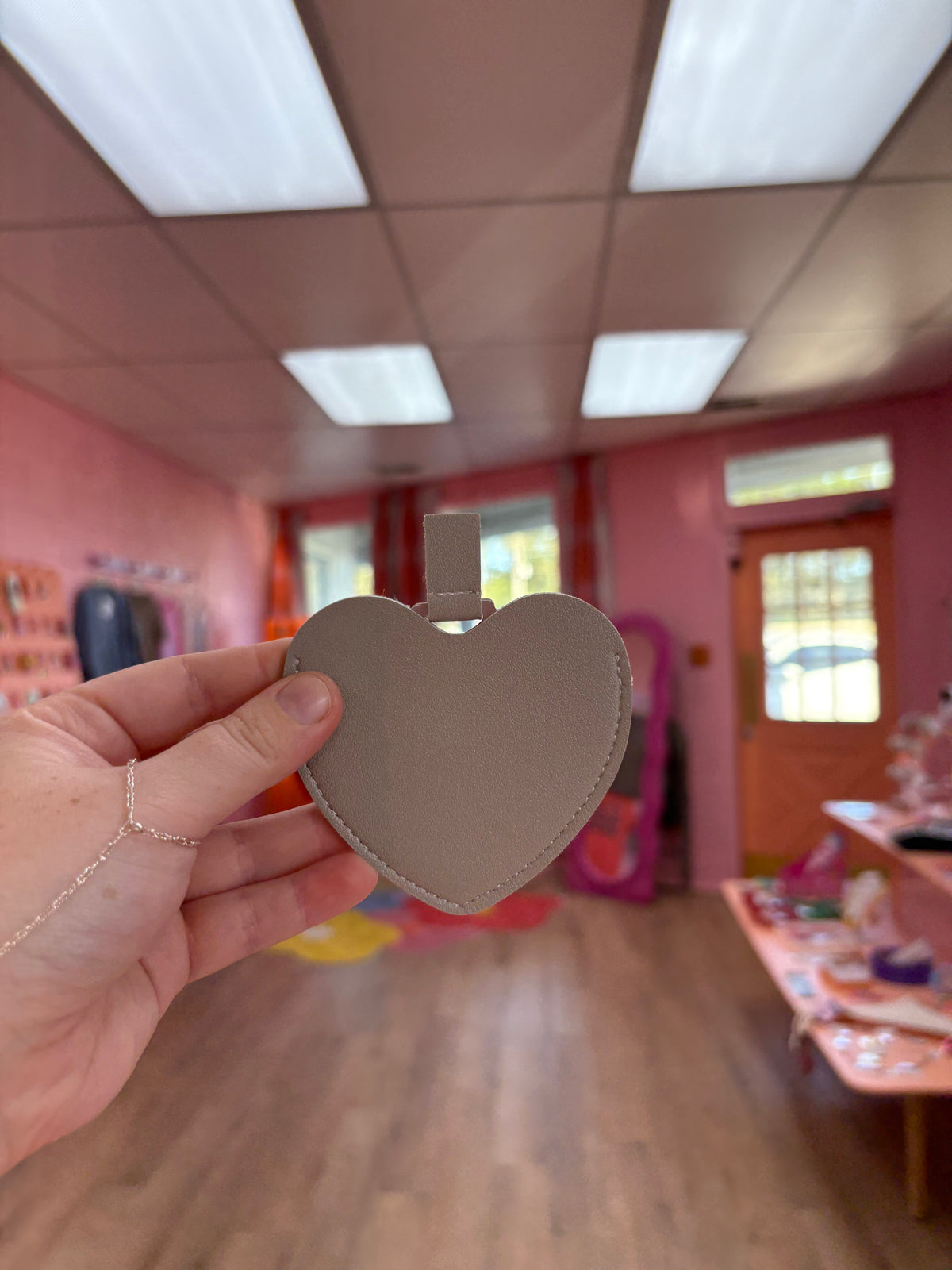 Removable Heart Mirror Keychain