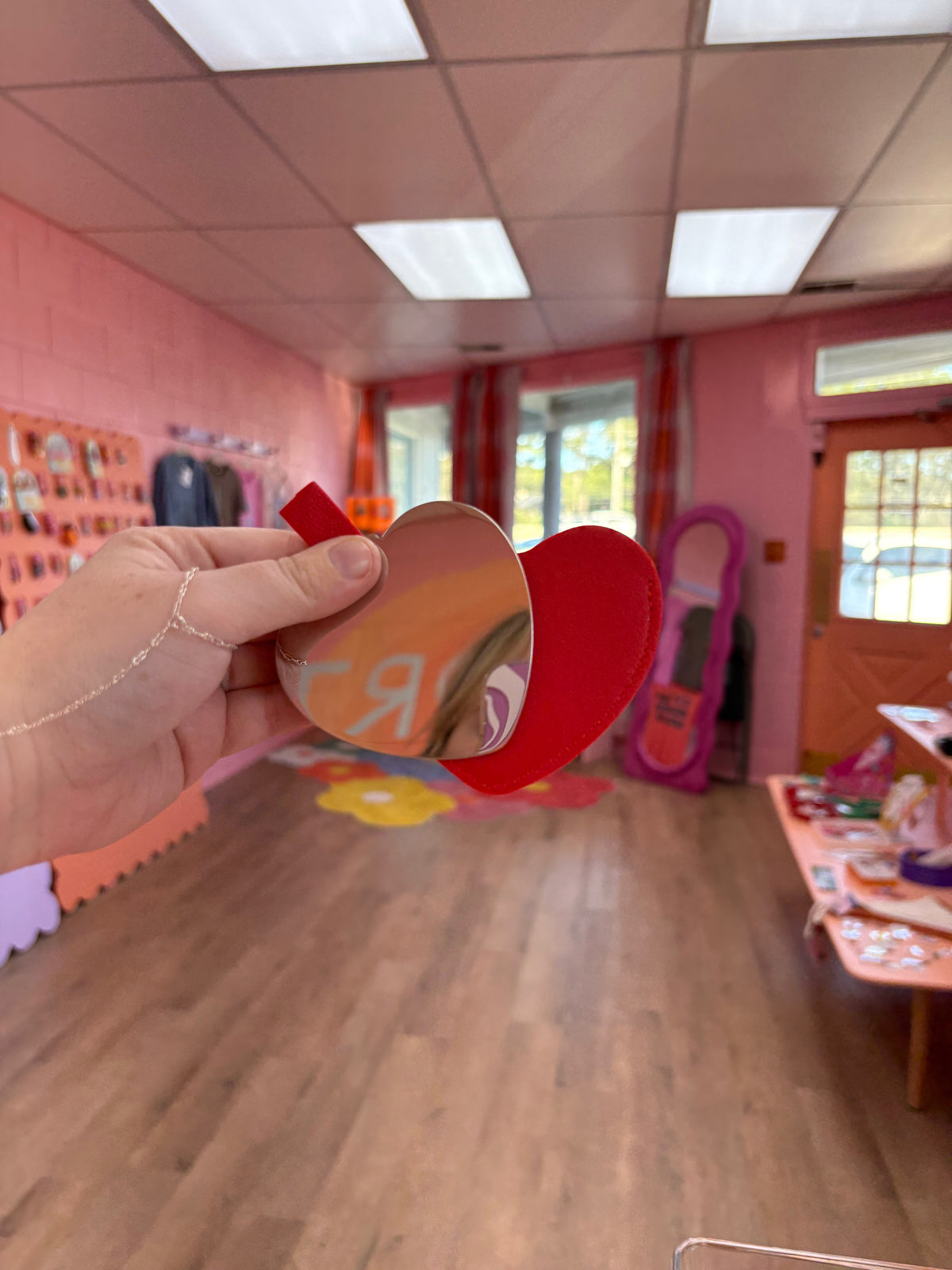 Removable Heart Mirror Keychain