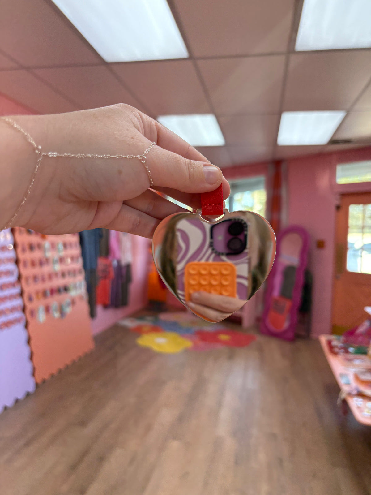 Removable Heart Mirror Keychain