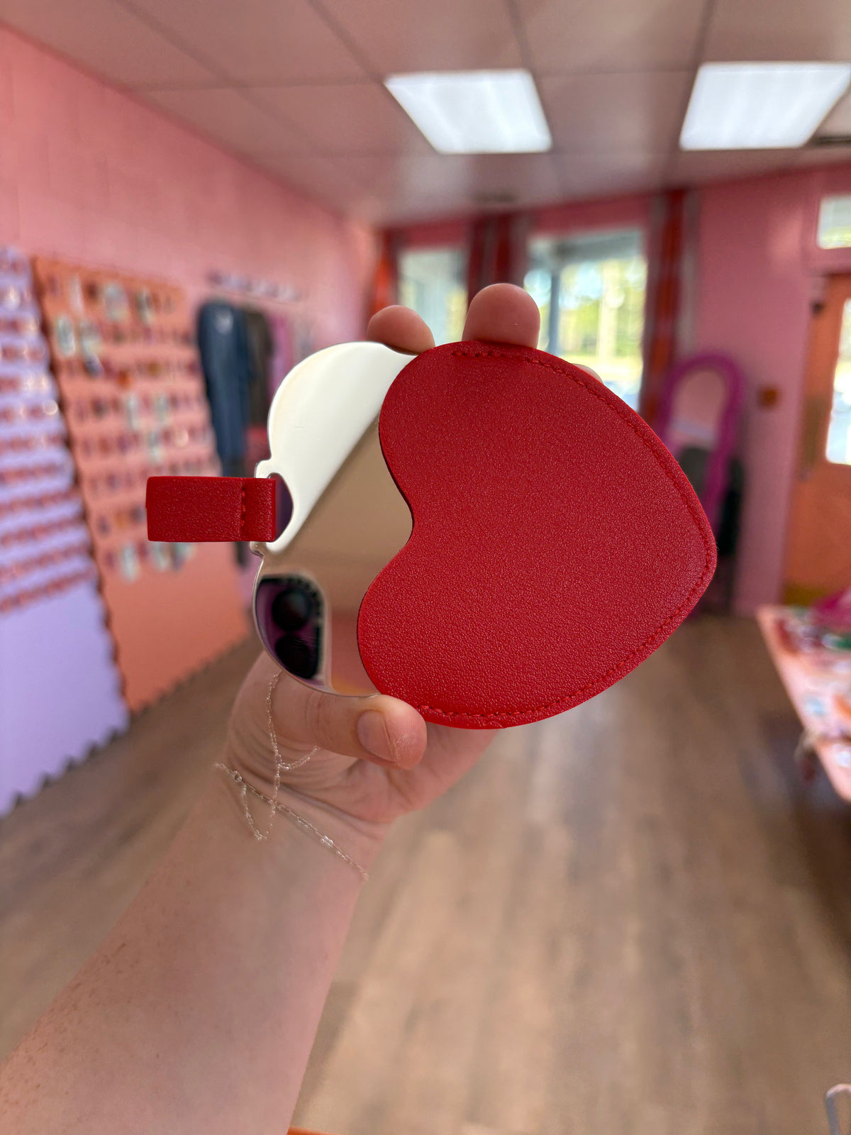 Removable Heart Mirror Keychain