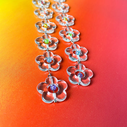 Clear Flower Rainbow Earrings