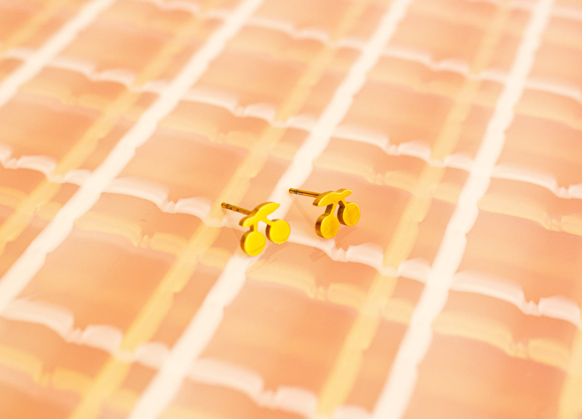 Tiny Cherry Stud Earrings