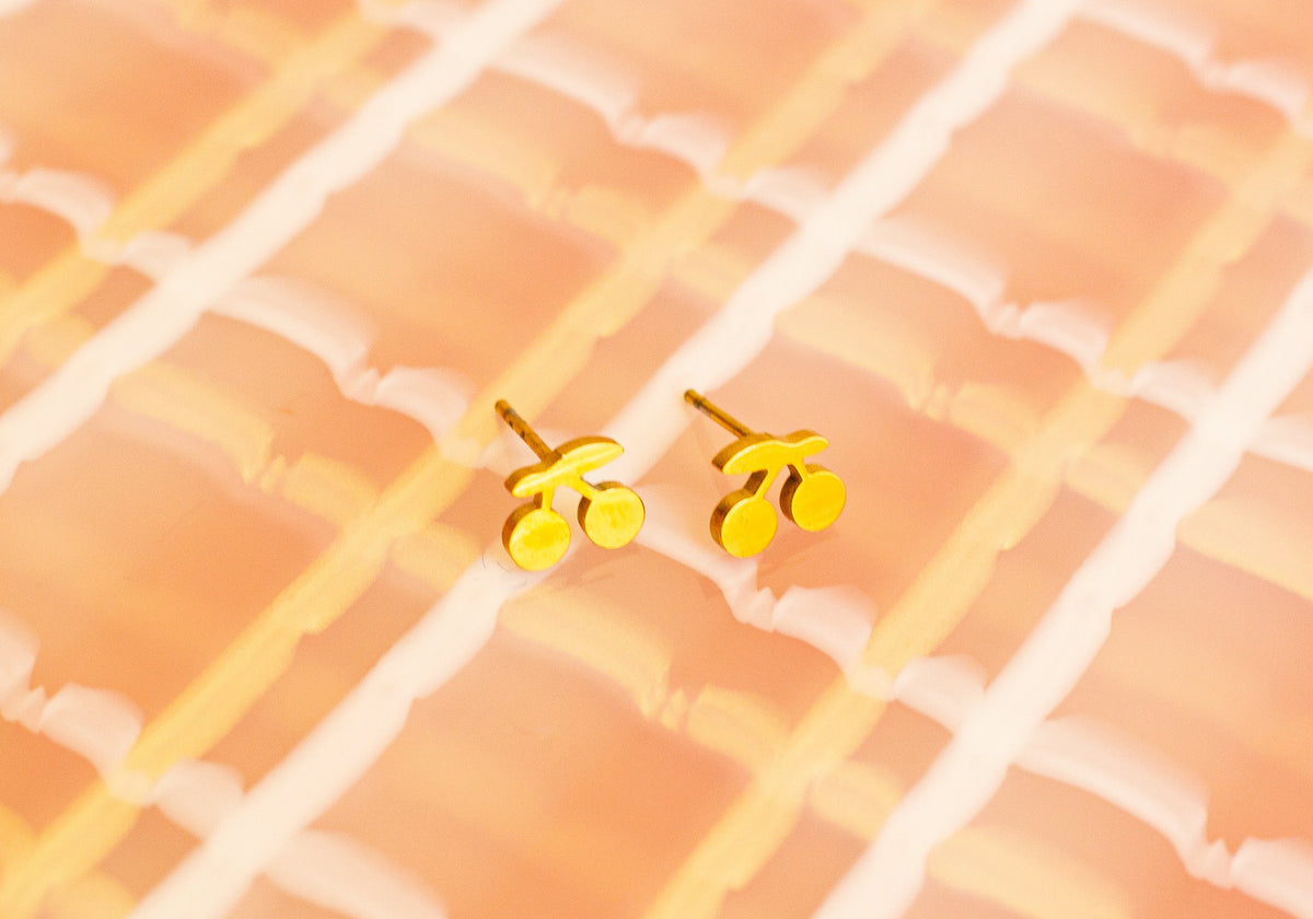 Tiny Cherry Stud Earrings